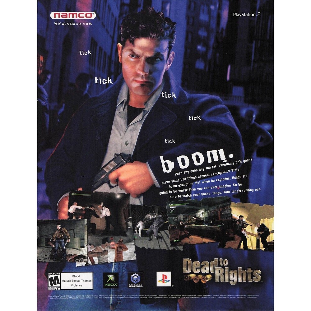 Dead to Rights PS2 Xbox GameCube Namco Vintage Video Game Print Ad 2005 poster